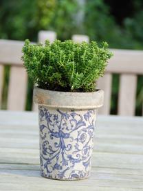 Kleine plantenpot Cerino, Keramiek, Blauw, wit, Ø 13 x H 16 cm
