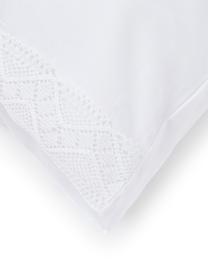 Fundas de almohada de satén con encaje Liso Pe, 2 uds., 50 x 80 cm, Blanco, An 50 x L 80 cm