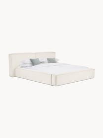 Gestoffeerd bed Lennon, Bekleding: 100% polyester Met 115.00, Frame: massief grenenhout, FSC-g, Poten: hout, FSC-gecertificeerd,, Geweven stof gebroken wit, B 160 x L 200 cm