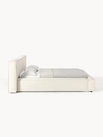 Letto imbottito Lennon, Rivestimento: 100% poliestere Il rivest, Struttura: legno di pino massiccio, , Piedini: legno, plastica Questo pr, Tessuto bianco latte, Larg. 228 x Lung. 243 cm (superficie 160 x 200 cm)