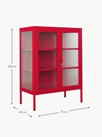 Metall-Vitrine The Mixer mit geriffeltem Glas, Rot, B 75 x H 100 cm