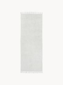 Alfobra corredor artesanal con flecos Daya, Gris claro, An 80 x L 300 cm