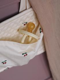 Bolsa organizadora de algodón satinado Quillet, Exterior: satén de algodón, Blanco crema con motivo de cerezas, An 34 x L 17 cm