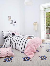 Housse de couette en coton Blush, Blanc, rose vif, noir