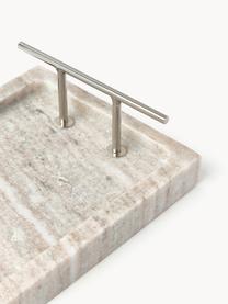Deko-Tablett Terri aus Marmor, Ablage: Marmor, Griffe: Metall, beschichtet, Beige, marmoriert, B 30 x T 13 cm