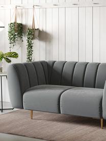 Sofa z aksamitu Shel (2-osobowa), Tapicerka: 100% aksamit poliestrowy , Nogi: metal powlekany, Stalowoszary aksamit, odcienie mosiądzu, S 170 x G 95 cm