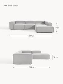 Sofá rinconera modular grande Lennon, Tapizado: 100% poliéster Alta resis, Estructura: madera contrachapada de p, Patas: plástico Este producto es, Tejido gris, An 329 x F 269 cm, chaise longue derecha