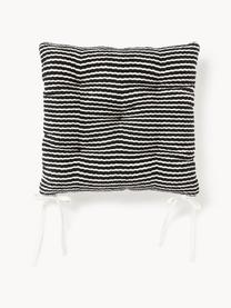 Gestreifte Baumwoll-Sitzkissen Silia, 2 Stück, Hülle: 100 % Baumwolle, Schwarz, Weiß, B 40 x L 40 cm