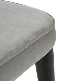 Sedia imbottita in velluto grigio Cleo, Rivestimento: velluto (poliestere) Con , Gambe: metallo, verniciato, Velluto grigio, Larg. 51 x Prof. 62 cm