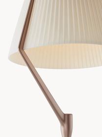 Große dimmbare LED-Stehlampe Angelo Stone, Lampenschirm: Polycarbonat mit Stoff üb, Off White, Taupe mit Metallic-Finish, H 173 cm