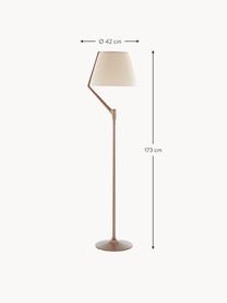 Grosse dimmbare LED-Stehlampe Angelo Stone, Lampenschirm: Polycarbonat mit Stoff üb, Off White, Taupe mit Metallic-Finish, H 173 cm