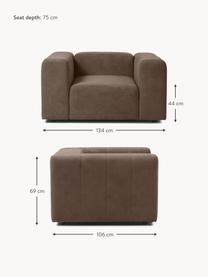 Fauteuil Lena, Bekleding: geweven stof (88% polyest, Frame: grenenhout, multiplex, ha, Poten: kunststof, Geweven stof donkerbruin, B 134 x D 106 cm