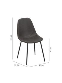 Kunstleren stoelen Linus, 2 stuks, Bekleding: kunstleer (65% polyethyle, Poten: gepoedercoat metaal, Donkergrijs, B 41 x D 53 cm