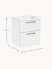 Lavabo con mobiletto Orna, Larg. 60 cm, Manico: alluminio rivestito, Bianco, Larg. 60 x Alt. 67 cm