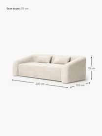 Sofá cama de borreguillo bouclé Eliot (3 plazas), Tapizado: tejido borreguillo bouclé, Patas: plástico Este producto es, Borreguillo bouclé Off White, An 230 x F 100 cm