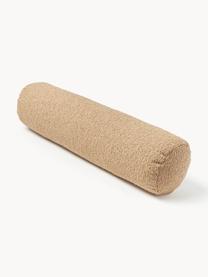 Rouleau de nuque de canapé bouclé Sofia, Tissu bouclé gris clair, Ø 17 x long. 68 cm