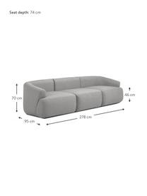 Modulares Sofa Sofia (3-Sitzer), Bezug: 100% Polypropylen Der hoc, Gestell: Massives Kiefernholz, Spa, Webstoff Grau, B 278 x T 95 cm