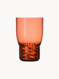 Bicchieri acqua con motivo strutturato Trama 4 pz, Plastica, Rosso corallo trasparente, Ø 9 x Alt. 13 cm, 460 ml