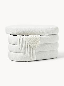 Banco pequeño tapizado en tejido bouclé con espacio de almacenamiento Alto, Tapizado: tejido bouclé (100% polié, Estructura: madera de pino, madera co, Bouclé blanco Off White, An 82 x L 47 cm