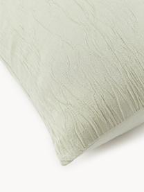 Funda de almohada de percal de algodón lavado Leonora, Parte superior: 65% algodón, 30% poliéste, Reverso:  100% algodón, Verde oliva, An 45 x L 110 cm