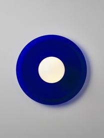 Wand- en plafondlamp Starling, Lampenkap: opaalglas, Koningsblauw, wit, Ø 33 x D 14 cm