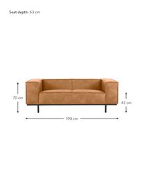 Sofa ze skóry z metalowymi nogami Abigail (2-osobowa), Tapicerka: 70% skóra, 30% poliester , Nogi: metal lakierowany, Brązowy, S 190 x G 95 cm