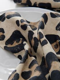Stoffen servetten Jill met luipaarden print, 2 stuks, 100% katoen, Beige, zwart, B 45 x L 45 cm