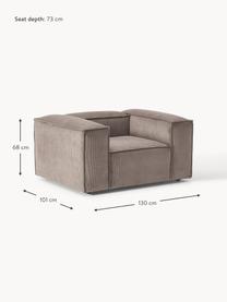 Fauteuil Lennon van corduroy, Bekleding: corduroy (92% polyester, , Frame: massief grenenhout, multi, Poten: kunststof Dit product is , Corduroy taupe, B 130 x H 101 cm