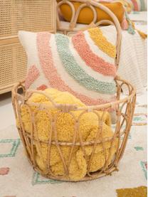 Kissenhülle Arco mit buntem Strukturmuster und Quasten, 100% Baumwolle, Beige, Mehrfarbig, 45 x 45 cm