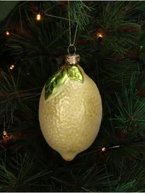 Décoration de sapin de Noël Lemon, Verre, Jaune moutarde, vert, Ø 5 x haut. 8 cm