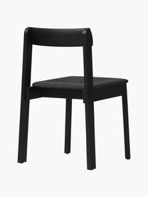 Stapelbare Eichenholz-Stühle Blueprint mit Sitzpolster, 2 Stück, Bezug: 70 % Wolle, 30 % Viskose, Gestell: Eichenholz, Webstoff Anthrazit, Eichenholz schwarz lackiert, B 46 x T 49 cm