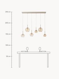 Lámpara de techo grande esferas de vidrio Raquel, Estructura: metal con pintura en polv, Cable: cubierto en tela, Beige transparente, An 115 x Al 150 cm