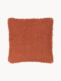 Copricuscino con superficie strutturata Indi, 100% cotone, Rosso ruggine, Larg. 45 x Lung. 45 cm
