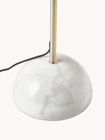 Lampada da terra con base in marmo Vica, Paralume: lino (100% poliestere), Struttura: marmo, Bianco, dorato, Alt. 160 cm