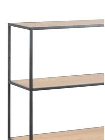 Wandrek Seaford van hout en metaal, Frame: gepoedercoat metaal, Zwart, wild eikenhout, B 77 x H 114 cm