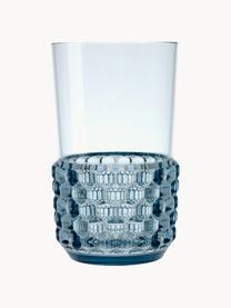 Bicchieri acqua con motivo strutturato Jellies 4 pz, Plastica, Azzurro, Ø 9 x Alt. 15 cm, 600 ml