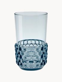 Bicchieri acqua con motivo strutturato Jellies 4 pz, Plastica, Azzurro, Ø 9 x Alt. 15 cm, 600 ml