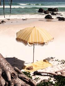 Parasol ogrodowy z frędzlami Retro, Stelaż: drewno naturalne, laminow, Żółty, kremowobiały, Ø 180 x W 230 cm