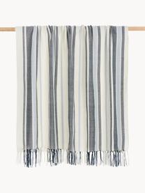 Manta de poliéster reciclado Lines, 100% poliéster reciclado, certificado GRS, Azul, blanco, An 130 x L 170 cm