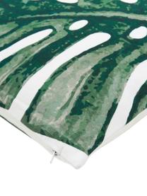 Baumwoll-Kissenhülle Tropics mit Monstera Print, 100% Baumwolle, Grün, Weiß, 40 x 40 cm