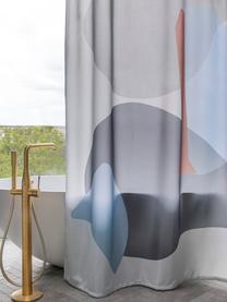 Tenda da doccia con motivo astratto Gallery, Poliestere, Grigio, blu, marrone, Larg. 150 x Lung. 200 cm