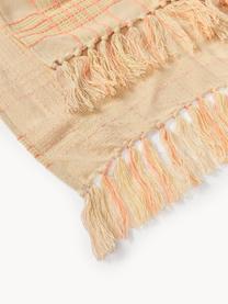 Kockovaná deka so strapcami Orla, Akryl, Oranžová, Š 130 x D 170 cm