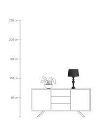 Grote tafellamp Bera van rubberhout, Lampenkap: linnen, Lampvoet: rubberhout, gecoat, Zwart, Ø 30 x H 51 cm