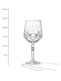 Copas de vino blanco de cristal con relieve Calicia, 6 uds., Cristal Luxion, Transparente, Ø 10 x Al 24 cm