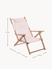 Tumbona plegable Tommy, Asiento: 50% poliéster, 50% algodó, Estructura: madera de teca, Rosa pálido, blanco, teca, An 66 x Al 87 cm