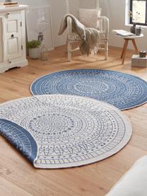 Tapis d'extérieur rond Porto, Bleu, couleur crème, Ø 200 cm (taille L)