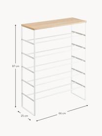 Schoenenkast Tower, Frame: gepoedercoat staal, Tafelblad: MDF, Wit, helder hout, B 66 x H 87 cm