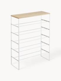 Schoenenkast Tower, Frame: gepoedercoat staal, Tafelblad: MDF, Wit, helder hout, B 66 x H 87 cm