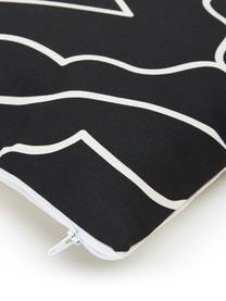 Boho kussenhoes Demi in zwart/crèmewit, 100% katoen, Wit, zwart, 30 x 50 cm