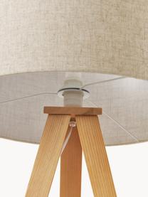 Lampadaire trépied scandi en bois massif Jake, Beige clair, brun clair, haut. 150 cm